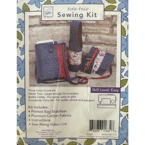 Tote Trio Sewing Kit By June Tailor Cross Body bag, Tablet Tote, Bottle Caddy 1L - Picture 2 of 3